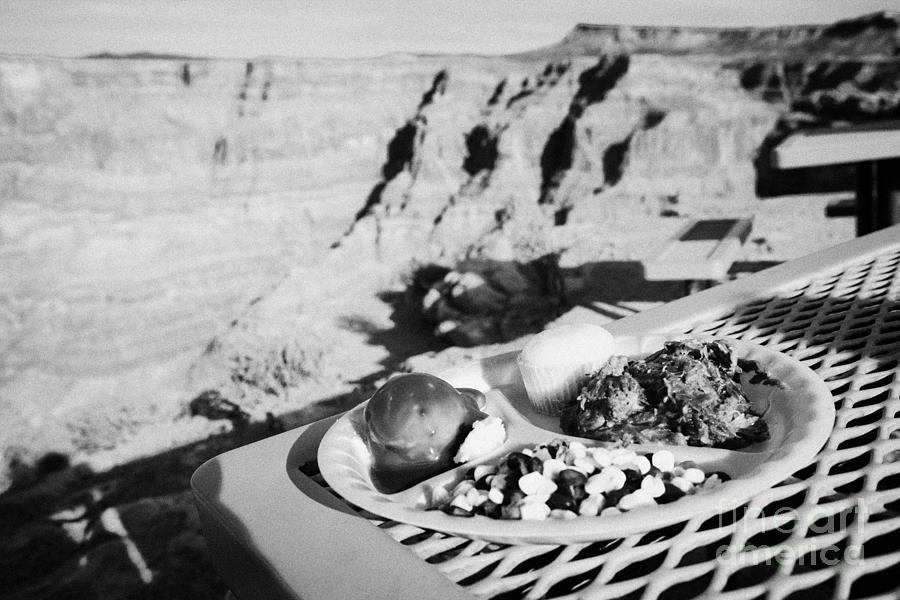Hualapai Photograph - indian buffet food at guano point on the edge of the grand canyon home of the hualapai nation Arizon by Joe Fox