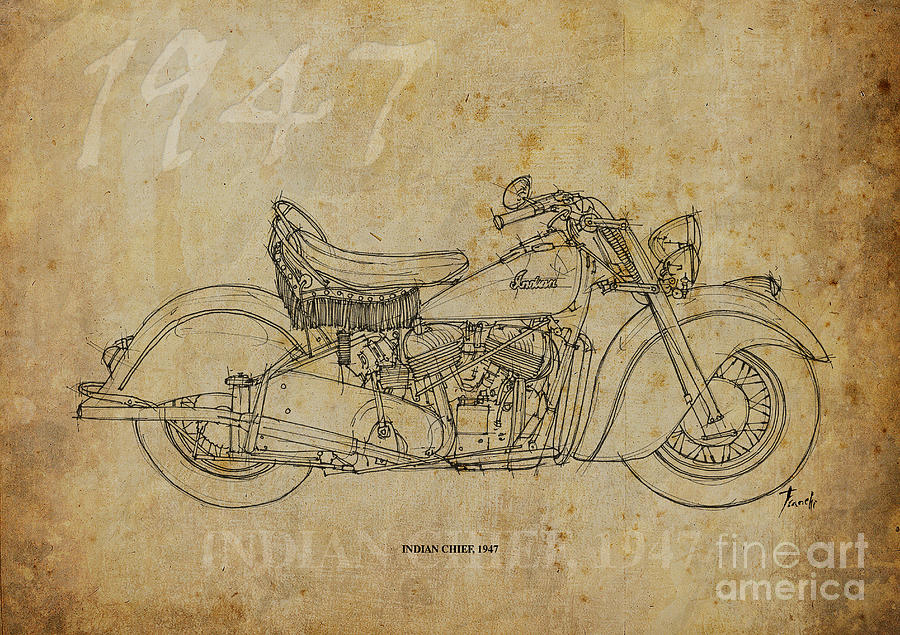 Indian Drawing - Indian Chief 1947 by Drawspots Illustrations