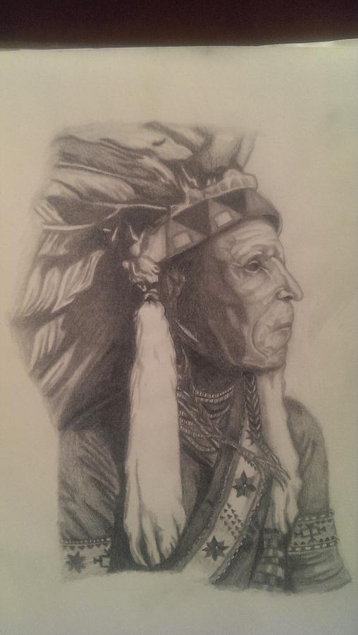 Indian Drawing - Indian Chief by Connie Blevins