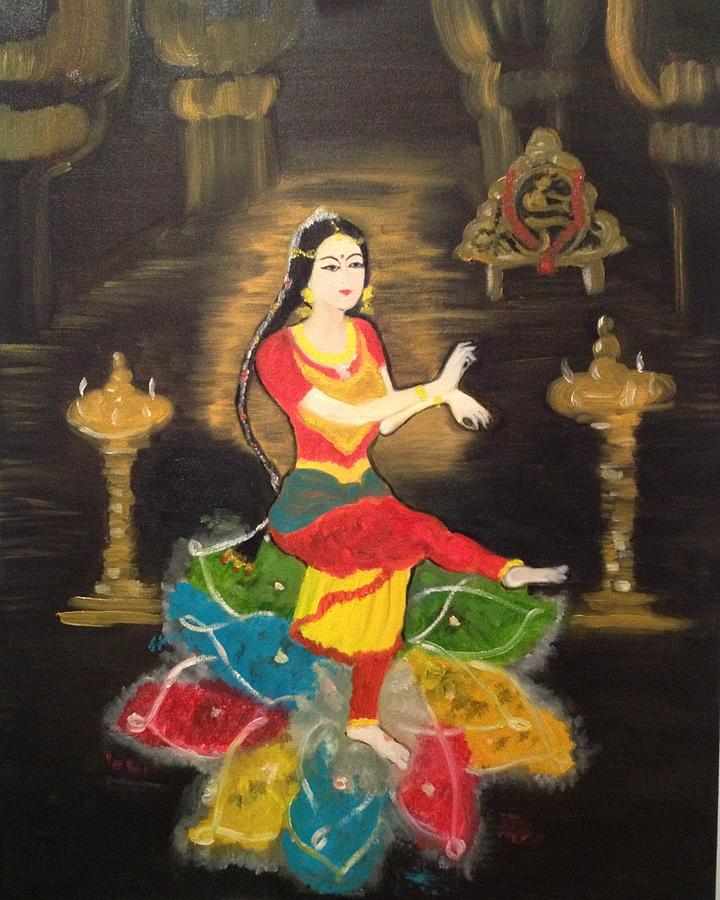 Indian classical dancer Painting by Brindha Naveen