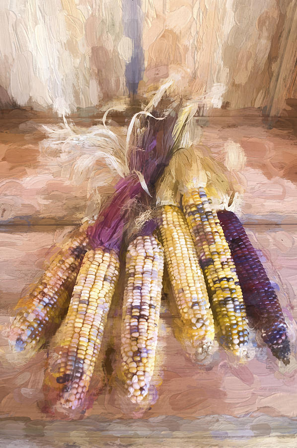 Indian Corn Painterly Effect Photograph by Carol Leigh