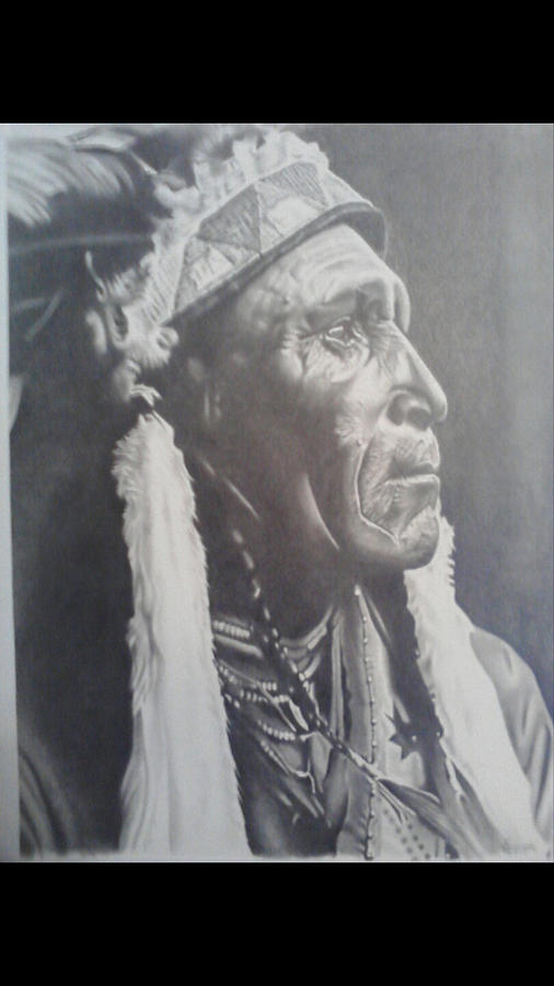Portrait Drawing - Indian by Dean Nosinner Portrait Drawing - Indian by Dean Nosinner