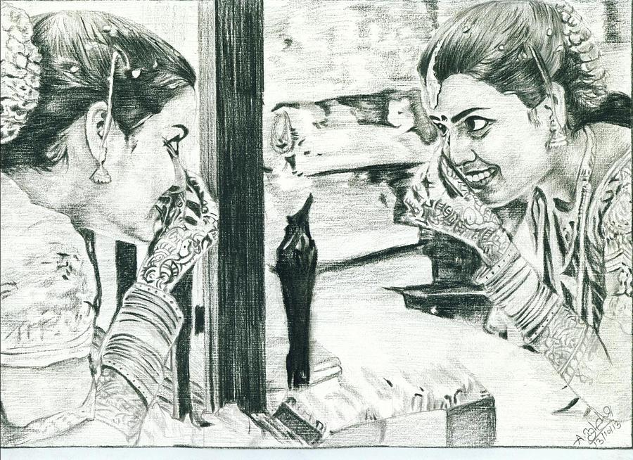 Indian Girl Drawing By Balachandar Asokan