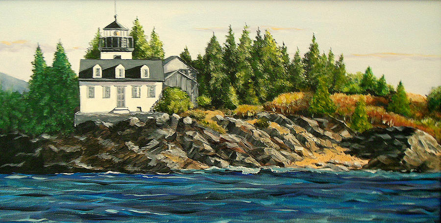 Lighthouse Painting - Indian Island Lighthouse by Janet Glatz