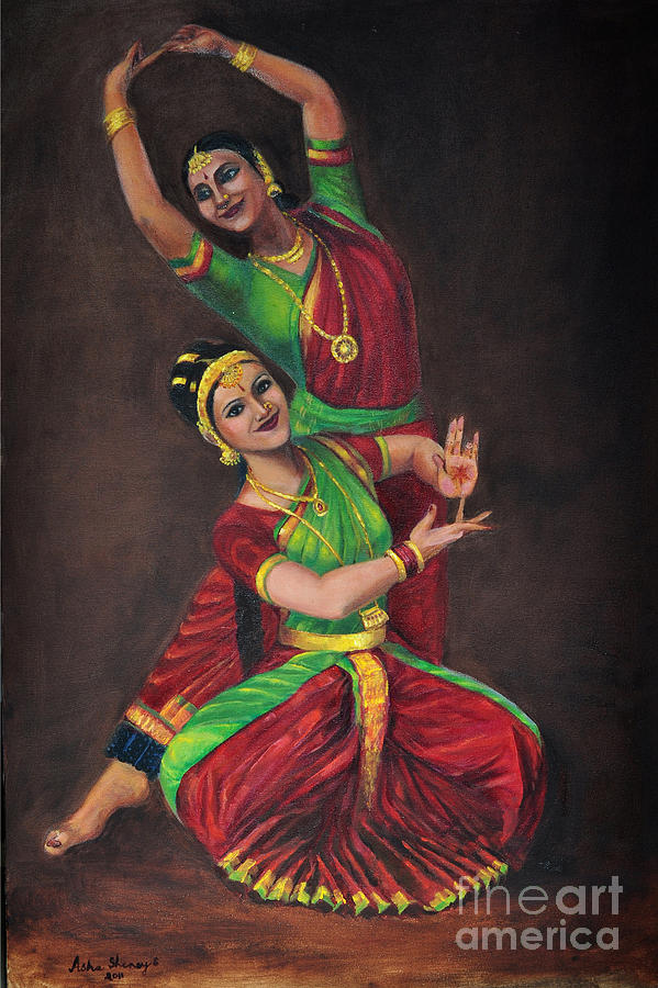 Indian Kuchipudi Dancers Painting by Asha Sudhaker Shenoy