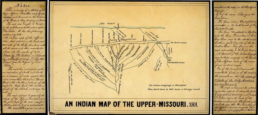 Indian Map of the Upper Missouri River 1801 Painting by MotionAge ...