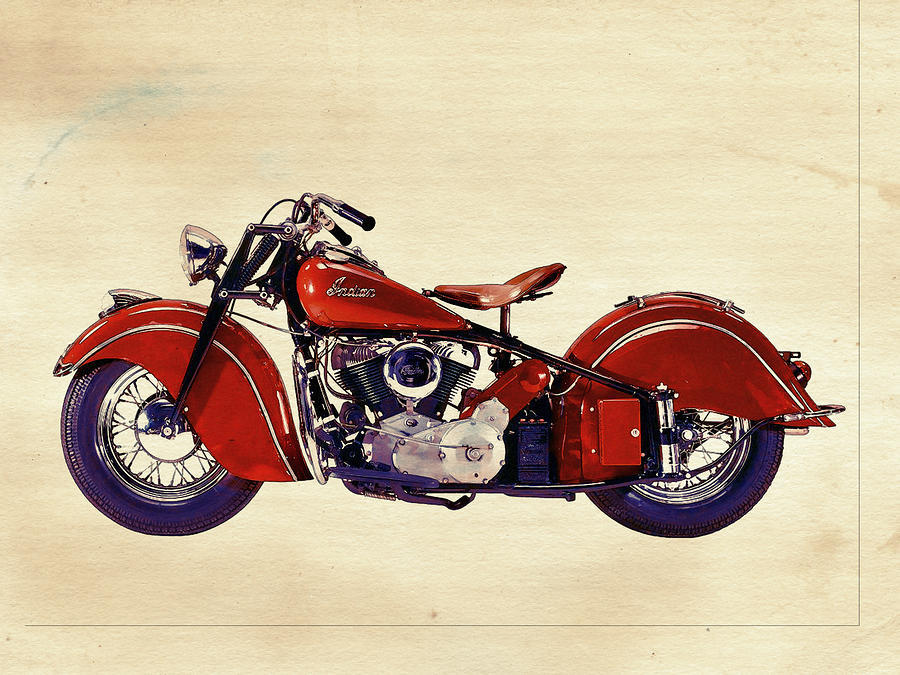 Vintage Digital Art - Indian Motor Bike by David Ridley