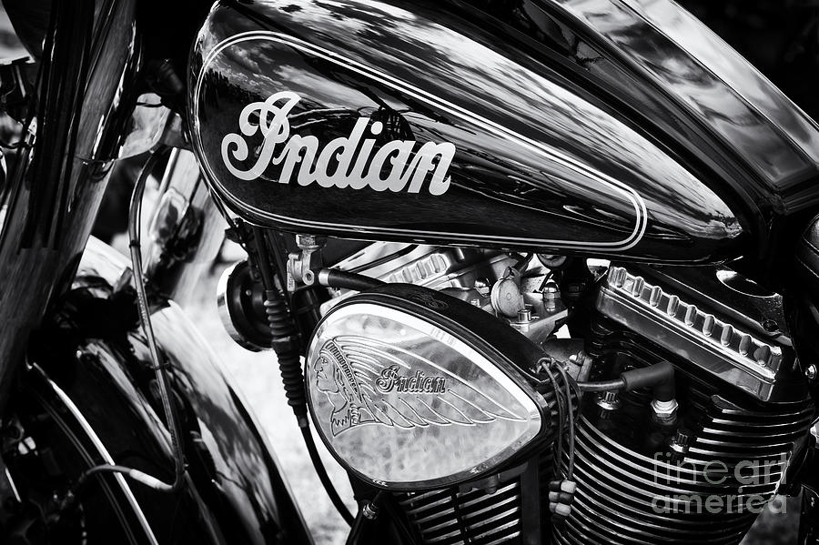 Indian Chief Motorbike Monochrome Photograph by Tim Gainey