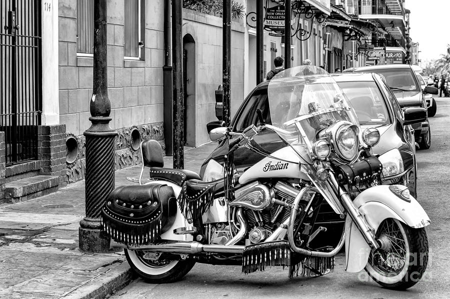 Indian Motorcycle in NOLA-BW Photograph by Kathleen K Parker