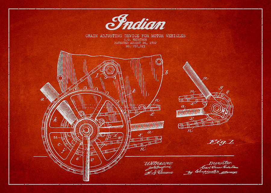 Vintage Digital Art - Indian motorcycle Patent From 1902 by Aged Pixel
