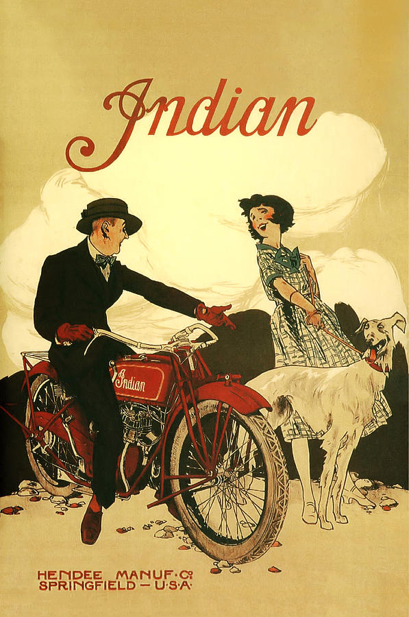 Vintage Digital Art - Indian Motorcycle Poster by Bill Cannon