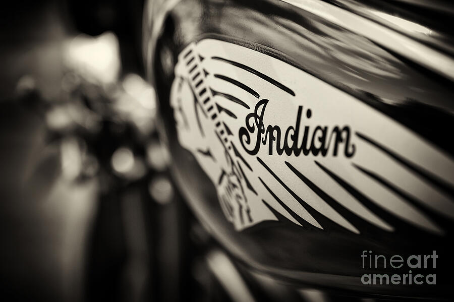 Black And White Photograph - Indian Motorcycle Sepia by Tim Gainey