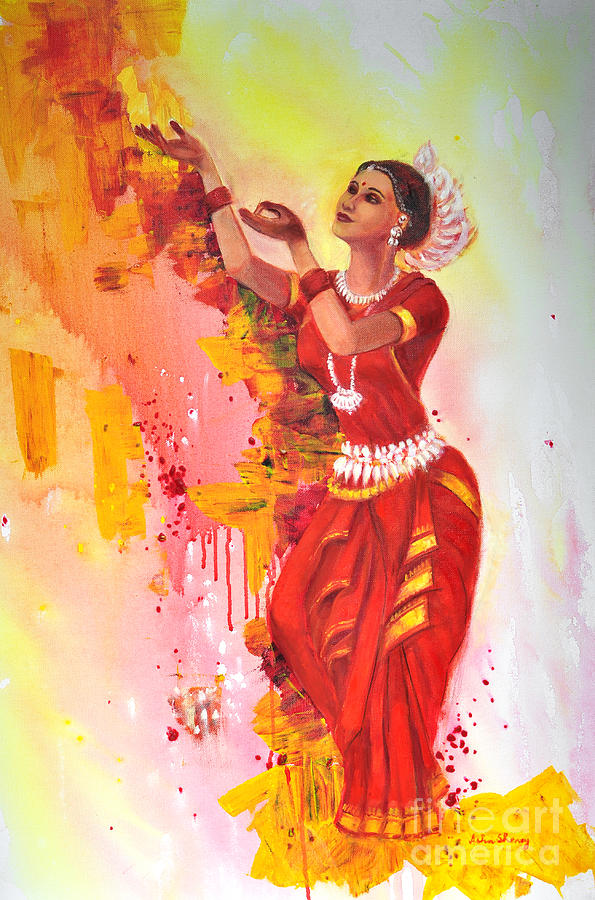 Indian Odissi Dancer  Painting by Asha Sudhaker Shenoy