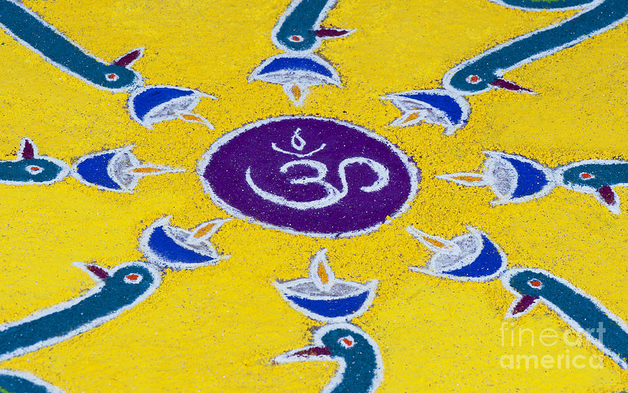 Pattern Photograph - Indian OM Rangoli festival design by Tim Gainey