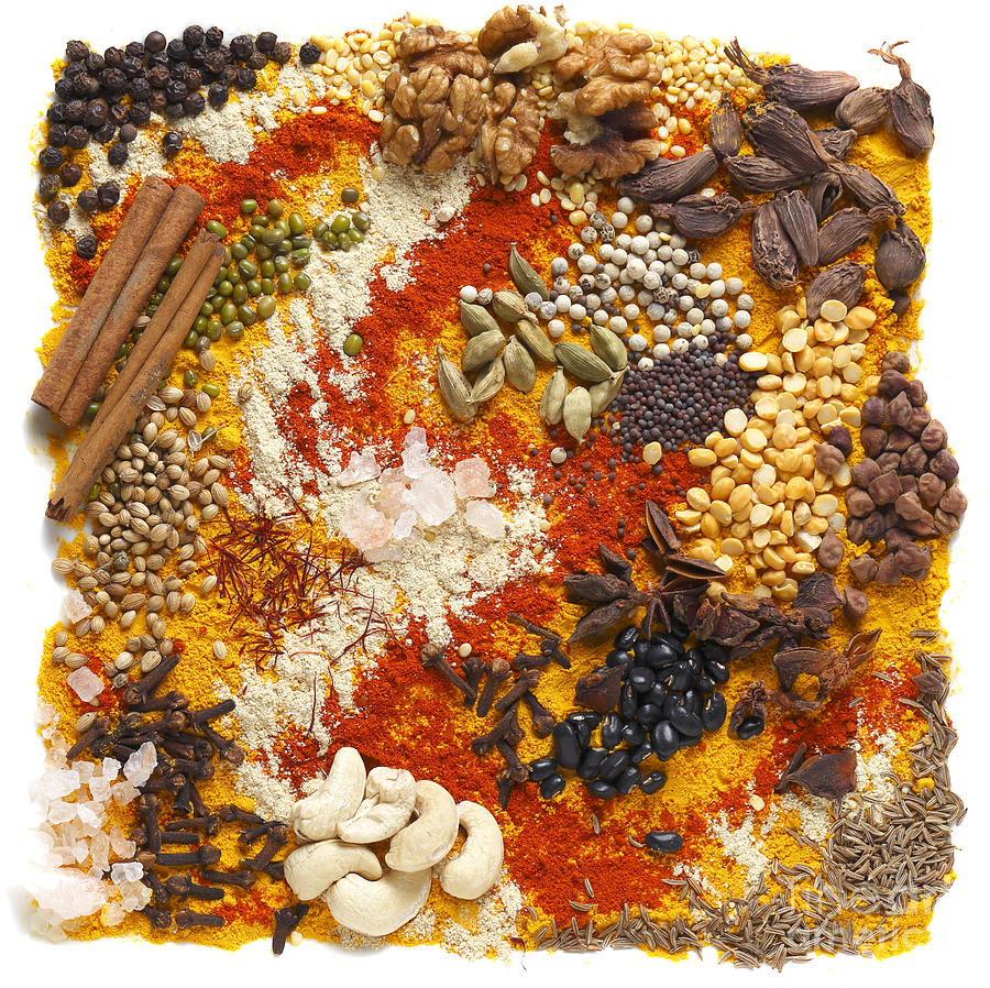 Indian pulses and spices Photograph by Paul Cowan