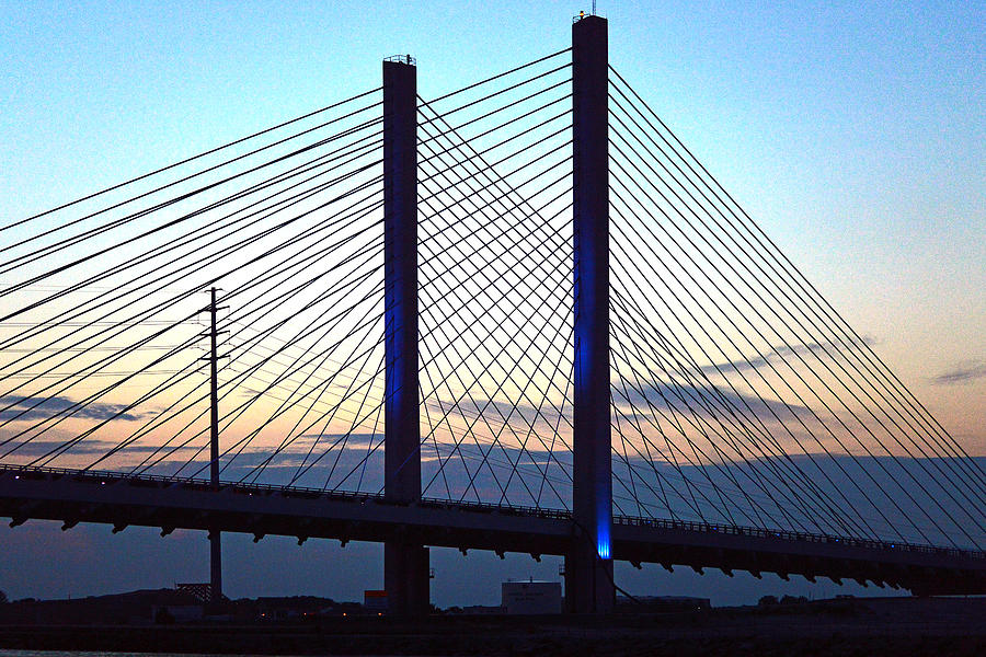 Indian River Bridge Photograph - Indian River Bridge Blue Light by Bill Swartwout