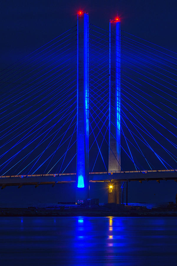 Indian River Bridge DE at Night Photograph by David Kay