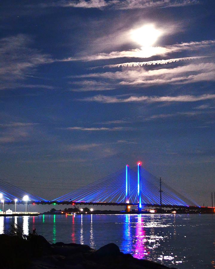 Indian River Inlet Bridge at Night - Delaware Photograph by Kim Bemis