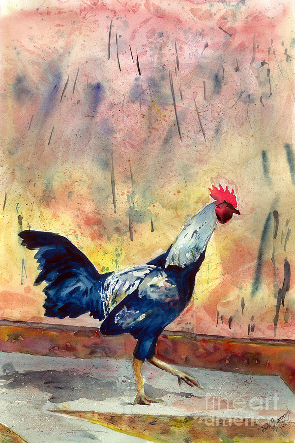 Rooster Chicken Painting - Indian Rooster by David Ignaszewski