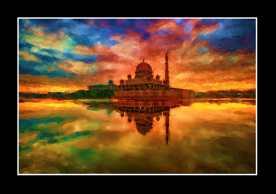 Sunset Digital Art - Indian Temple Mosque by Mario Carini