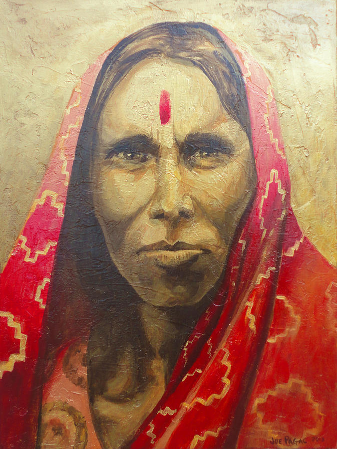 Portrait Painting - Indian Woman 1 by Joe Pagac