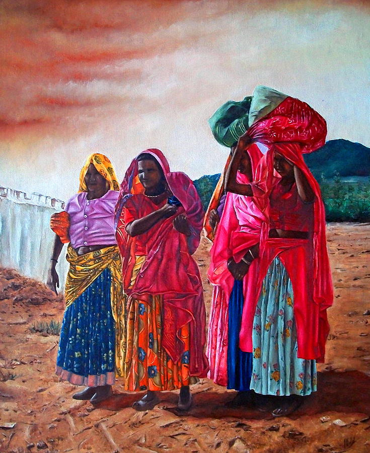 Indian Women Painting by Michelangelo Rossi