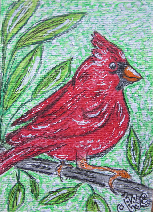 Indiana Cardinal Redbird Painting by Kathy Marrs Chandler