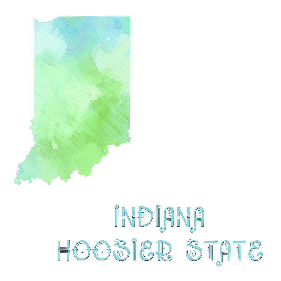 Indiana - Hoosier State - Map - State Phrase - Geology Digital Art by Andee Design