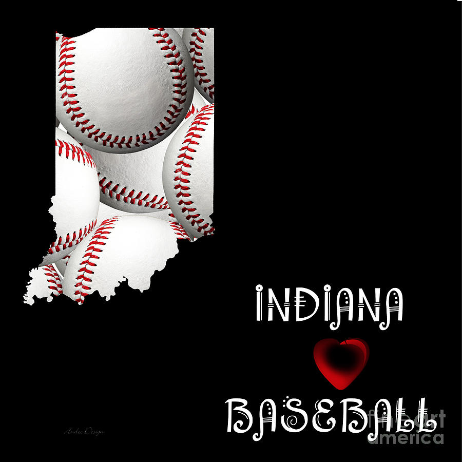 Indiana Loves Baseball Digital Art by Andee Design