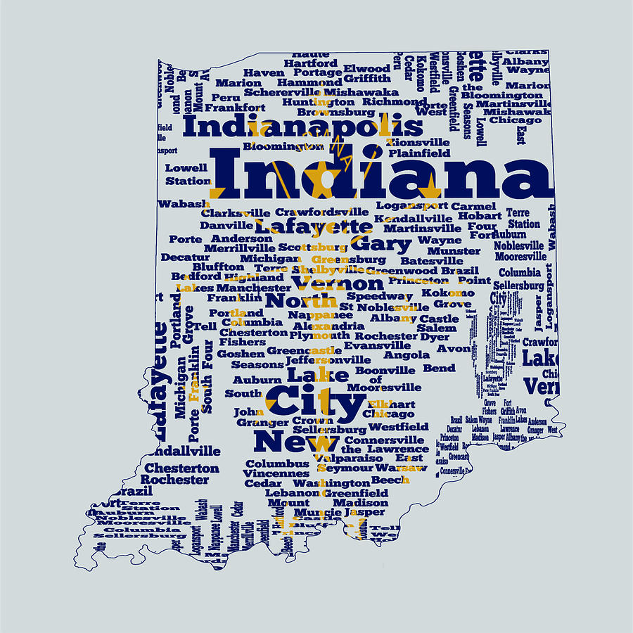 Indiana State Flag Word Cloud Digital Art by Brian Reaves