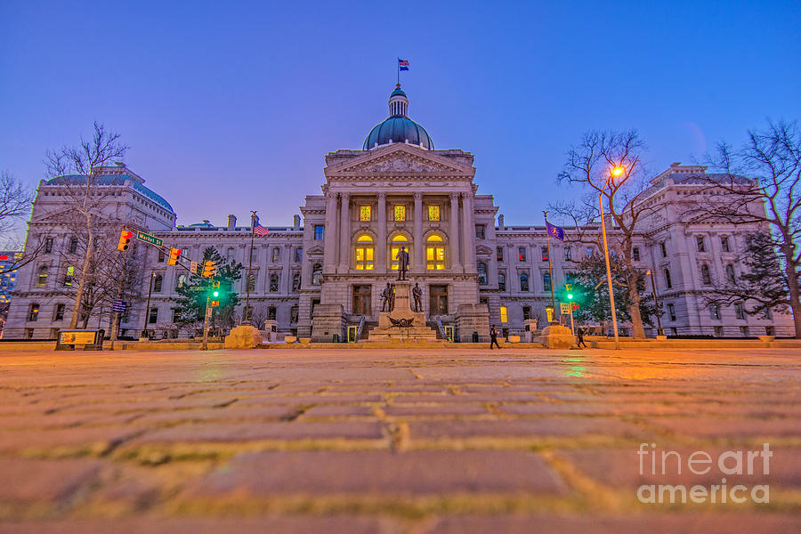 Indiana State House Night HDR Photograph by David Haskett II
