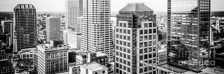 Indianapolis Aerial Black and White Panorama Photo Photograph by Paul Velgos