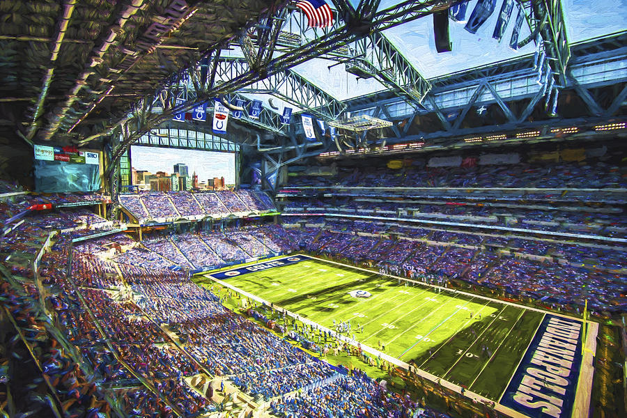 Indianapolis Colts Lucas Oil Stadium Painted Digitally Photograph by David Haskett II