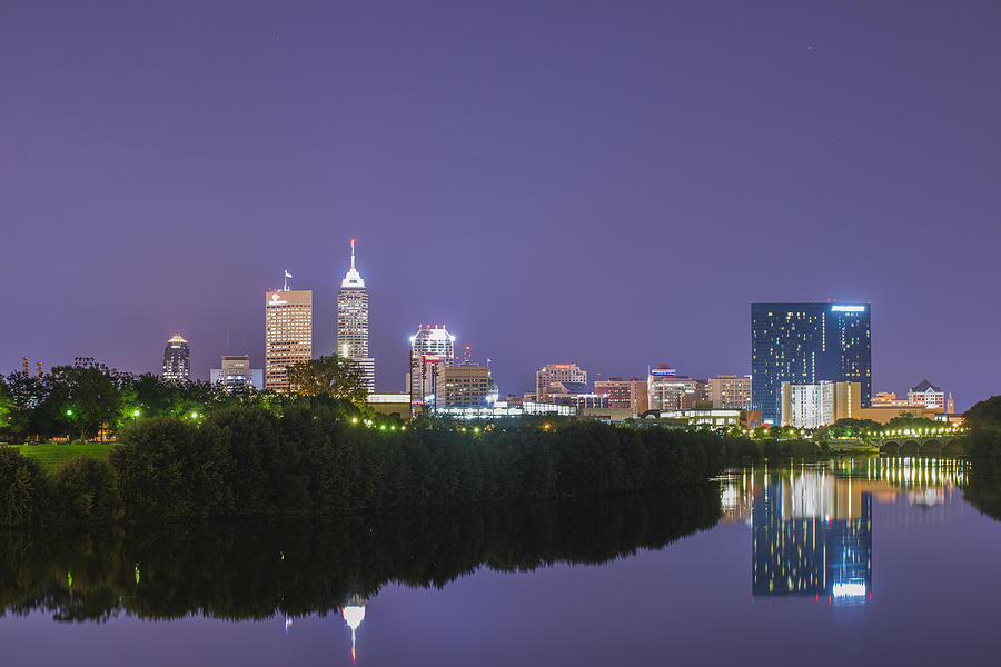 Indianapolis Indiana Night Skyline  9889 Photograph by David Haskett II