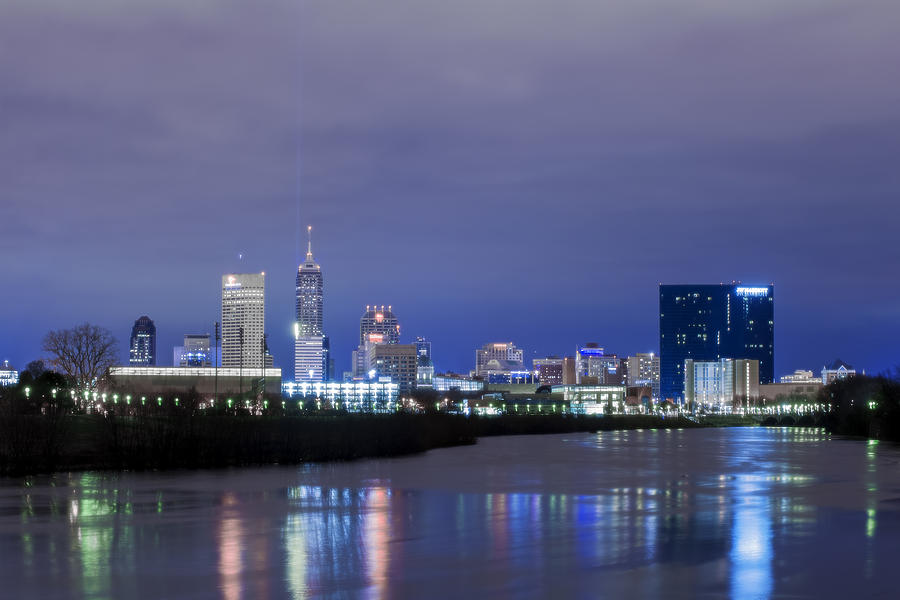 Indianapolis Indiana Night Skyline Winter 2015 Photograph By David