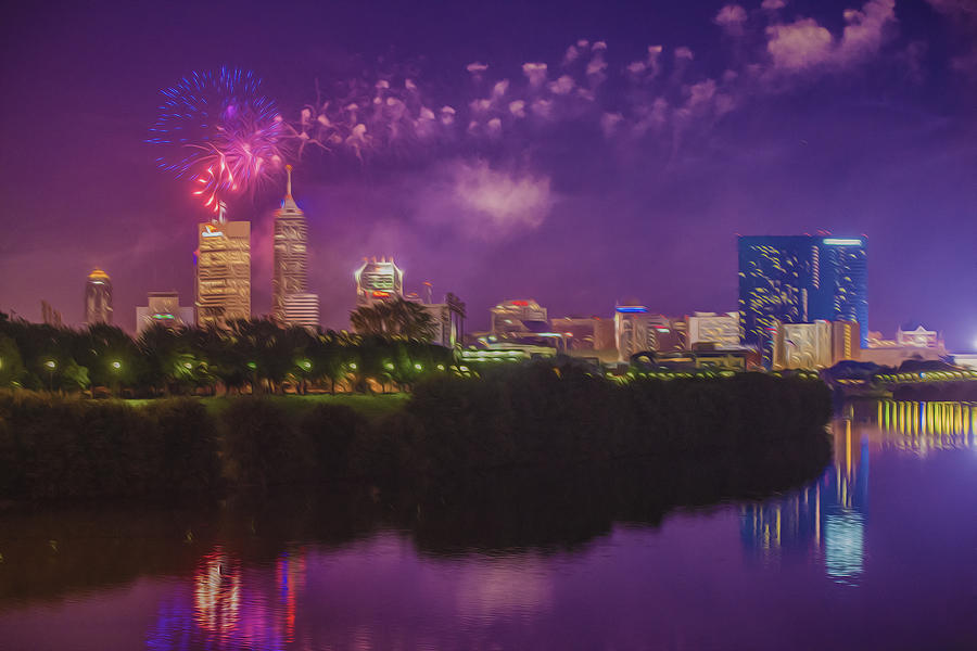 Indianapolis Indiana OIL Fireworks 4th of July Photograph by David Haskett II