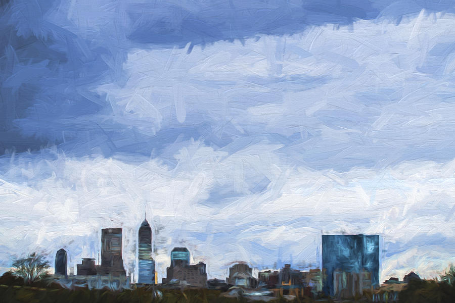Indianapolis Indiana Painted Digitally Blue 2 Photograph by David Haskett II