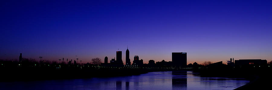 Indianapolis Indiana Panoramic Blue Hour Sunrise Photograph by David Haskett II