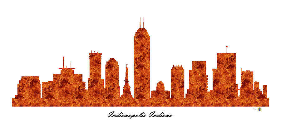 Indianapolis Indiana Raging Fire Skyline Digital Art by Gregory Murray