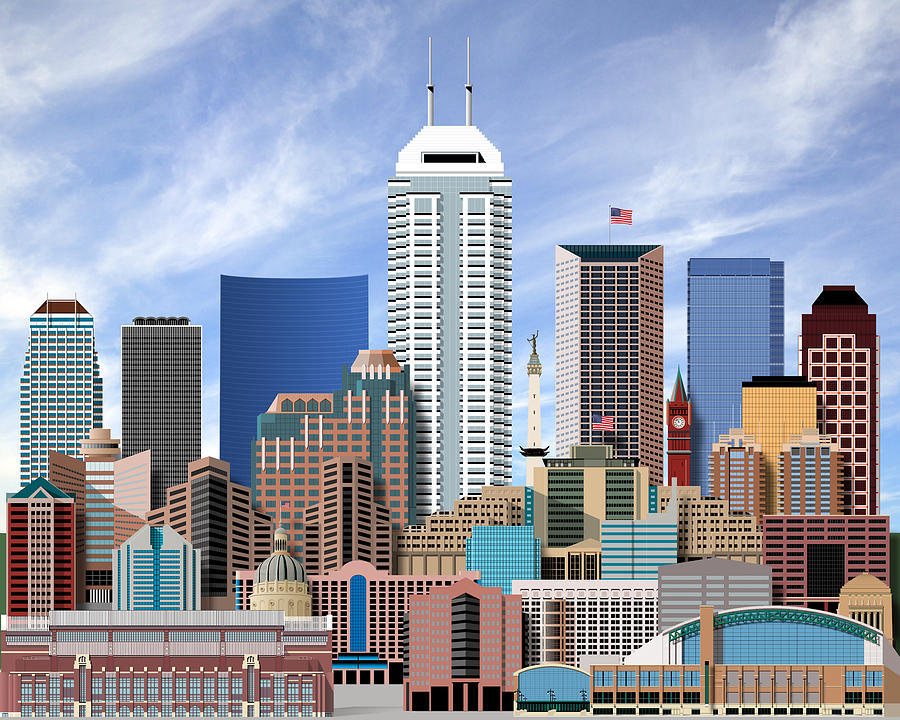 Indianapolis Indiana Skyline Digital Art by Dave Lee
