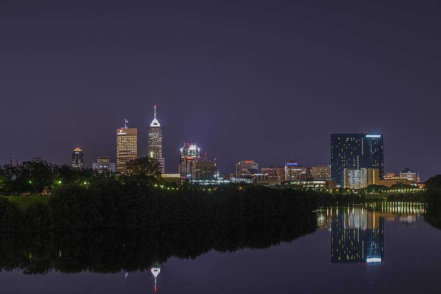 Indianapolis Indiana Skyline Night 9891 Photograph by David Haskett II
