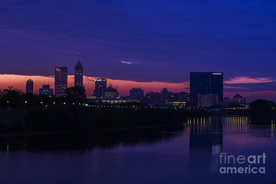 Indianapolis Indiana Skyline Sunrise Blue Hour Victory Photograph by David Haskett II