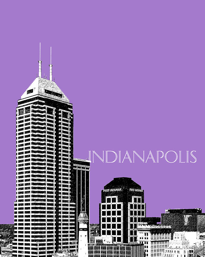 Architecture Digital Art - Indianapolis Indiana Skyline - Violet by DB Artist
