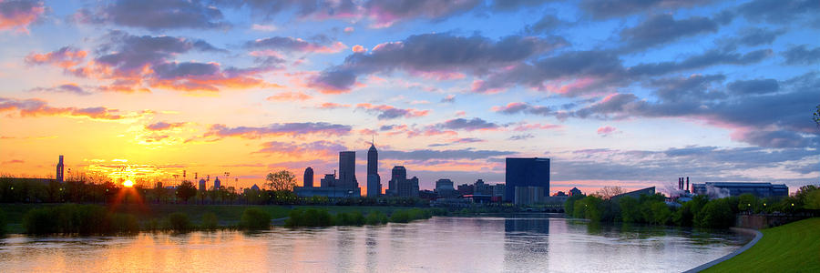 Indianapolis Indiana Sunrise Panoramic HDR Photograph by David Haskett II