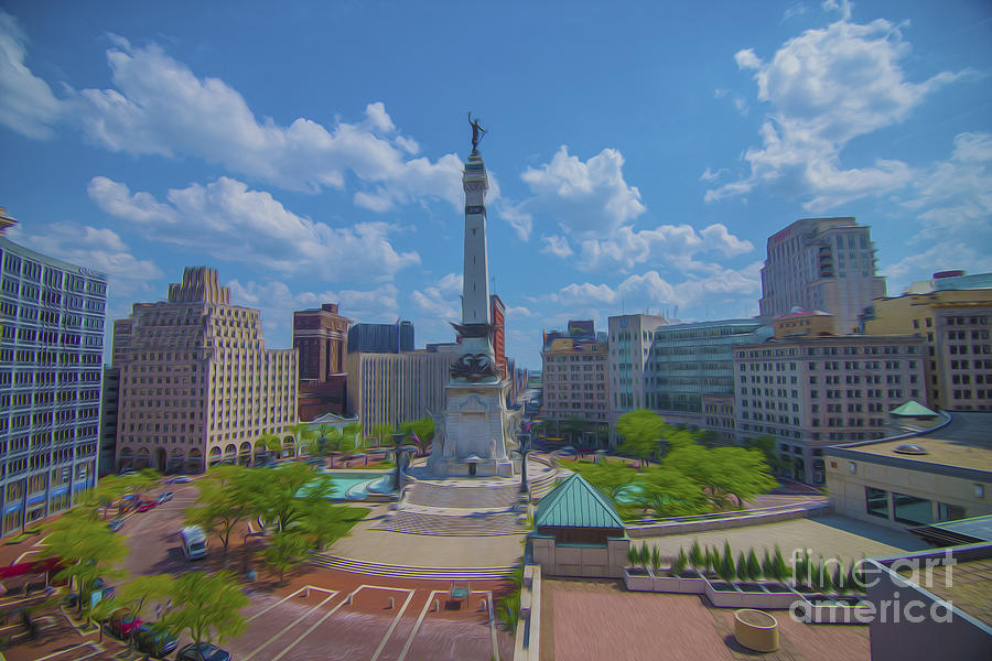 Indianapolis Monument Circle OIL Photograph by David Haskett II