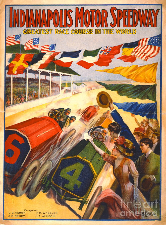 Flag Photograph - Indianapolis Motor Speedway 1909 by Padre Art