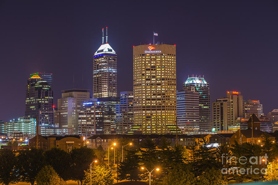 Indianapolis Night Skyline Echo Photograph by David Haskett II