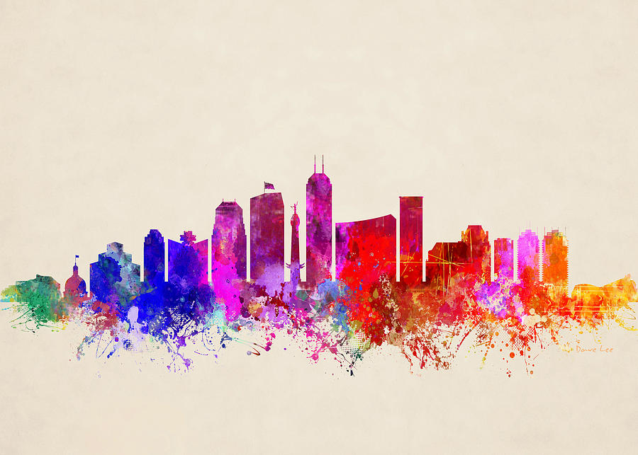 Indianapolis Skyline Abstract 2 Digital Art by Dave Lee