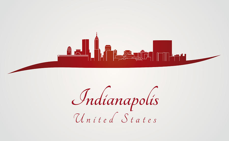 Indianapolis skyline in red Digital Art by Pablo Romero