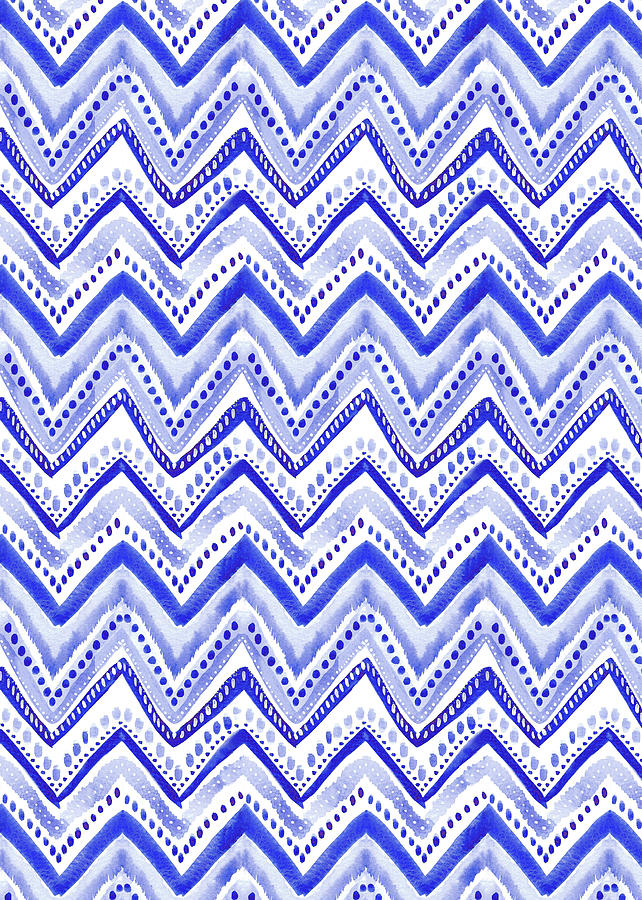 Pattern Painting - Indigo Blue Collection Painted Chevron Stripe by MGL Meiklejohn Graphics Licensing